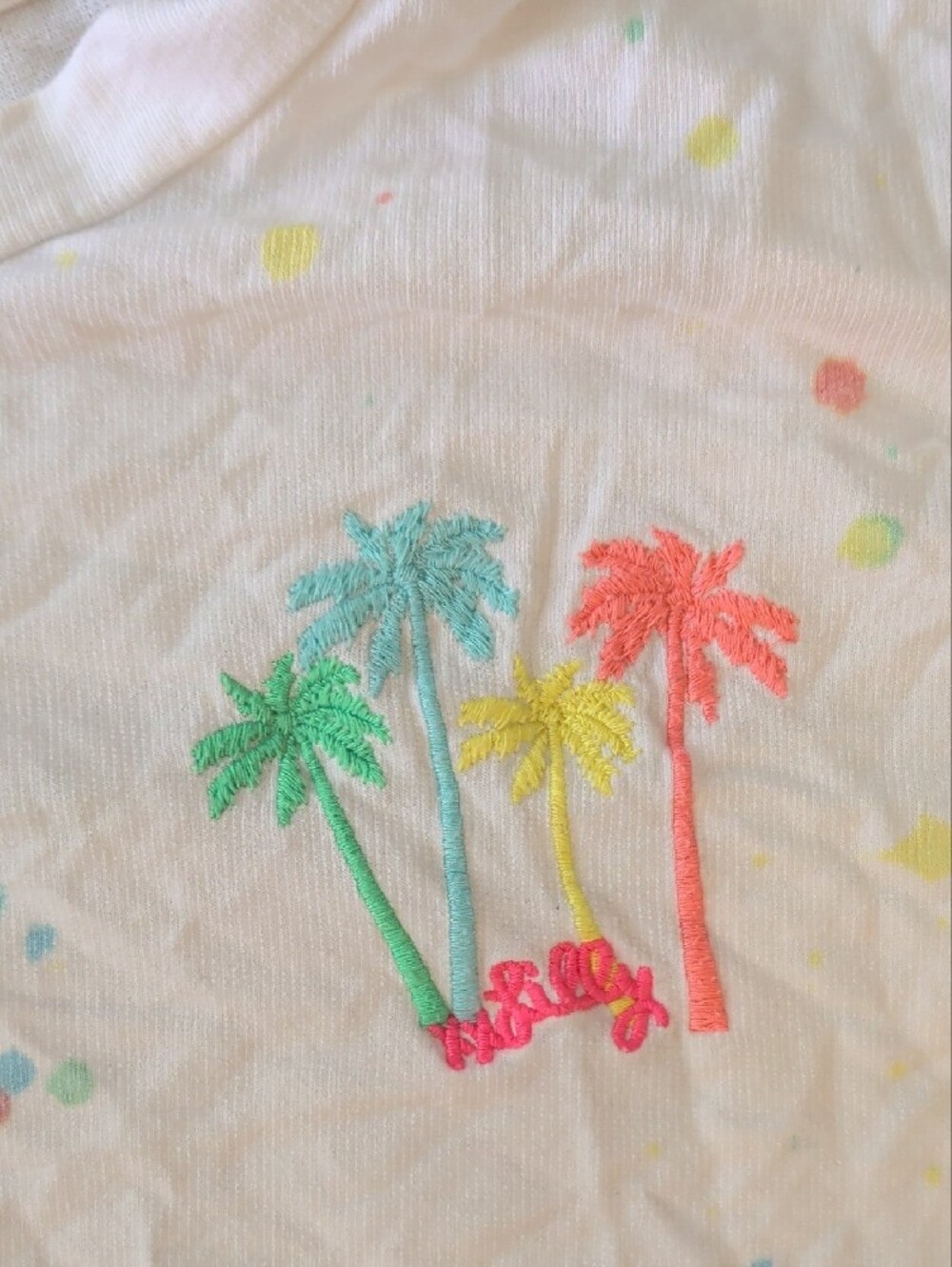 Lilly Pulitzer White Long Sleeve Top with Neon Palm Tree Graphic - Picture 3 of 3